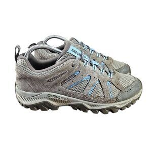 Merrell Womens Hiking Trail Shoes Size 8 Gray & Blue Mesh
